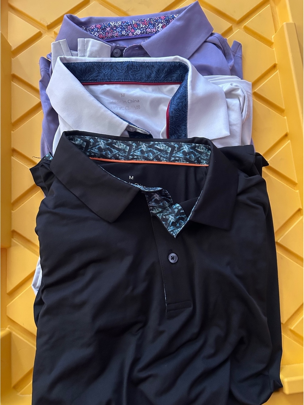 Men's Polo Shirt Bundle - Black, White, and Purple Collared,